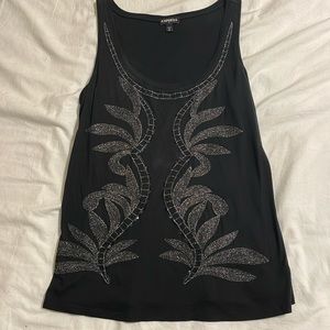 Women's Express Black Tank Top with Sparkle Design